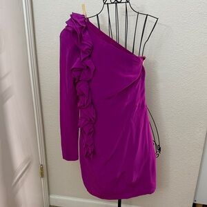 Robert Rodriguez Fuchsia One-Shoulder Dress